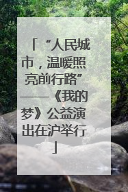 “人民城市，温暖照亮前行路”——《我的梦》公益演出在沪举行