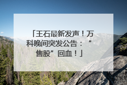 王石最新发声！万科晚间突发公告：“售股”回血！