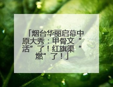 烟台华丽启幕中原大秀：甲骨文“活”了！红旗渠“燃”了！