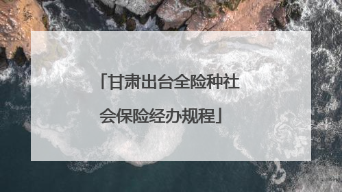 甘肃出台全险种社会保险经办规程