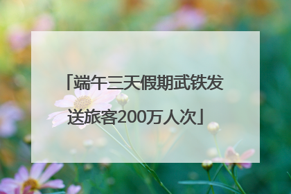端午三天假期武铁发送旅客200万人次