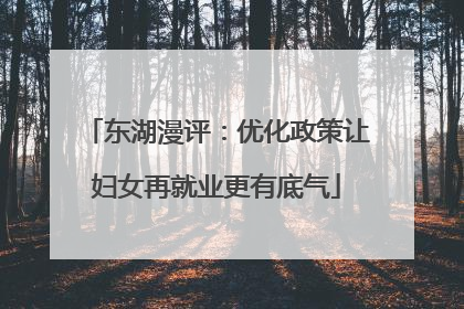 东湖漫评：优化政策让妇女再就业更有底气