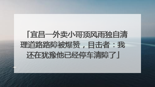 宜昌一外卖小哥顶风雨独自清理道路路障被爆赞，目击者：我还在犹豫他已经停车清障了