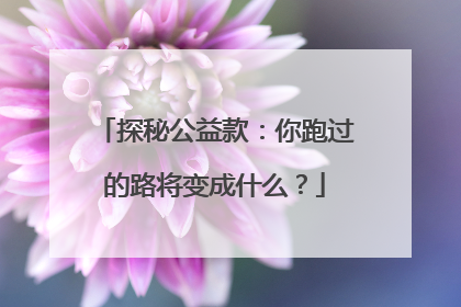 探秘公益款：你跑过的路将变成什么？
