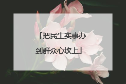 把民生实事办到群众心坎上
