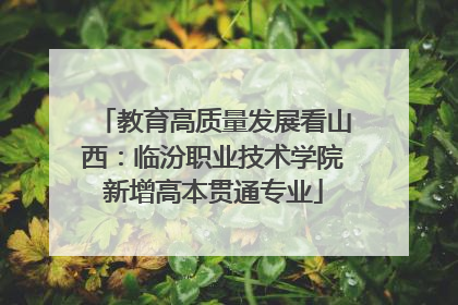 教育高质量发展看山西：临汾职业技术学院新增高本贯通专业