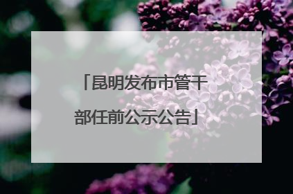 昆明发布市管干部任前公示公告