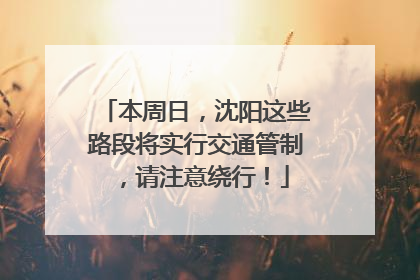 本周日，沈阳这些路段将实行交通管制，请注意绕行！