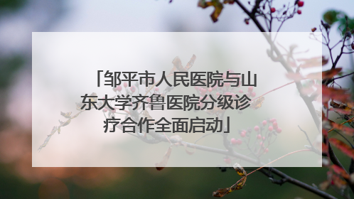 邹平市人民医院与山东大学齐鲁医院分级诊疗合作全面启动