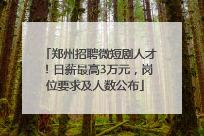 郑州招聘微短剧人才！日薪最高3万元，岗位要求及人数公布