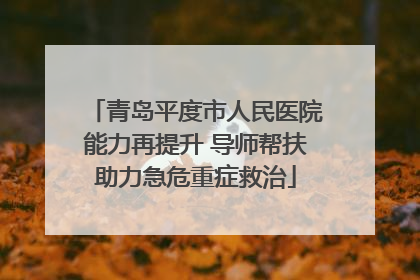 青岛平度市人民医院能力再提升 导师帮扶助力急危重症救治
