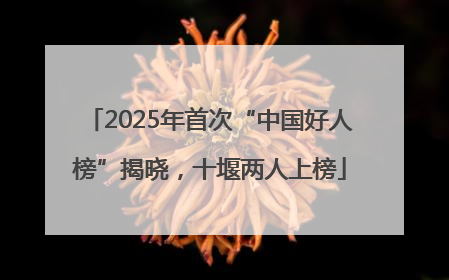 2025年首次“中国好人榜”揭晓，十堰两人上榜