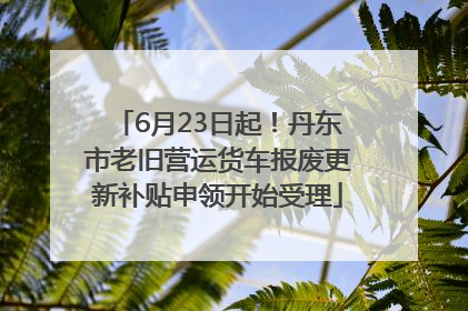 6月23日起！丹东市老旧营运货车报废更新补贴申领开始受理