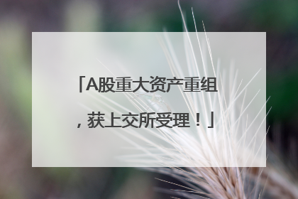 A股重大资产重组，获上交所受理！